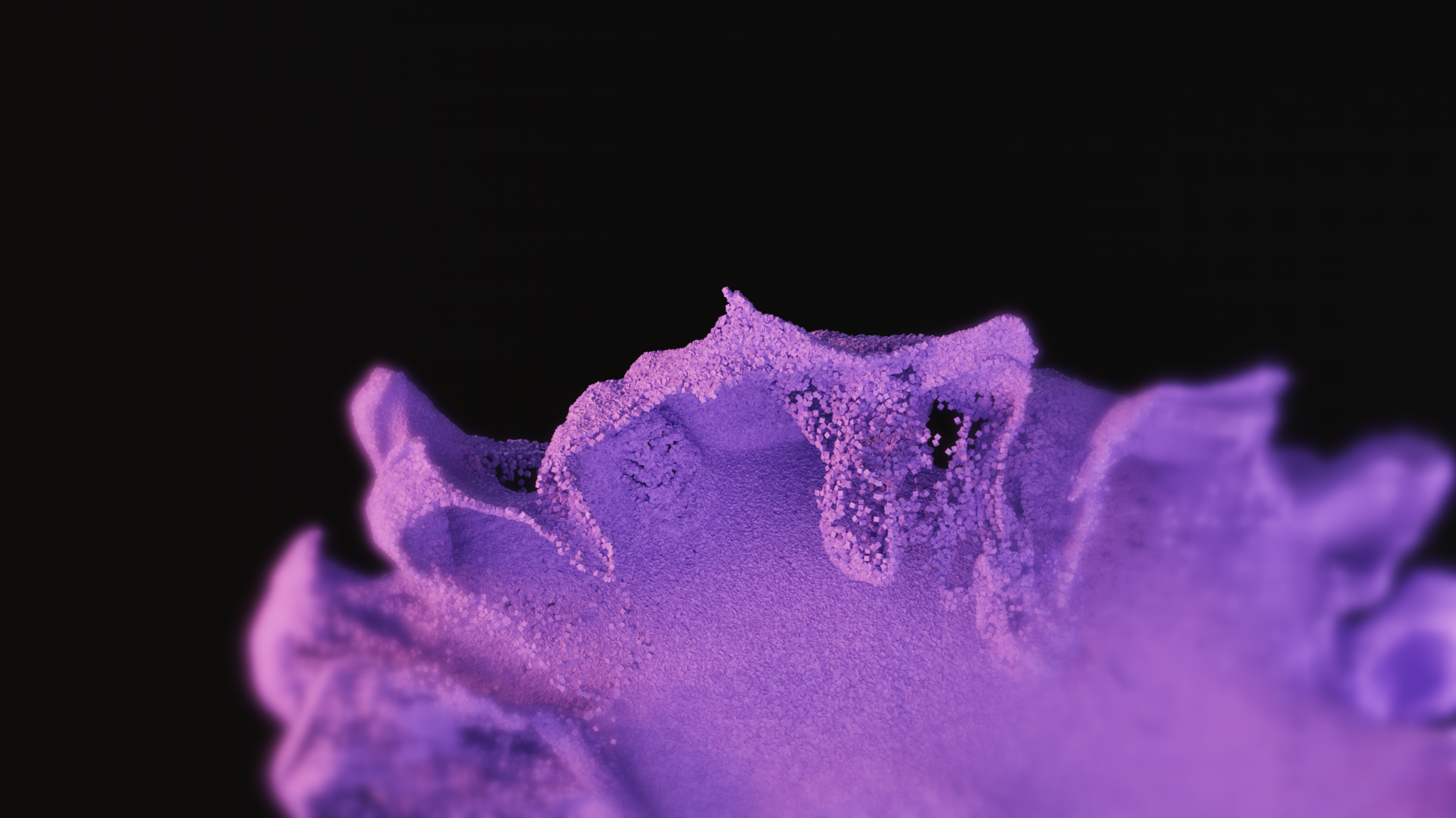 Close-up zoom camera shot of the granular, crystalline particle surface