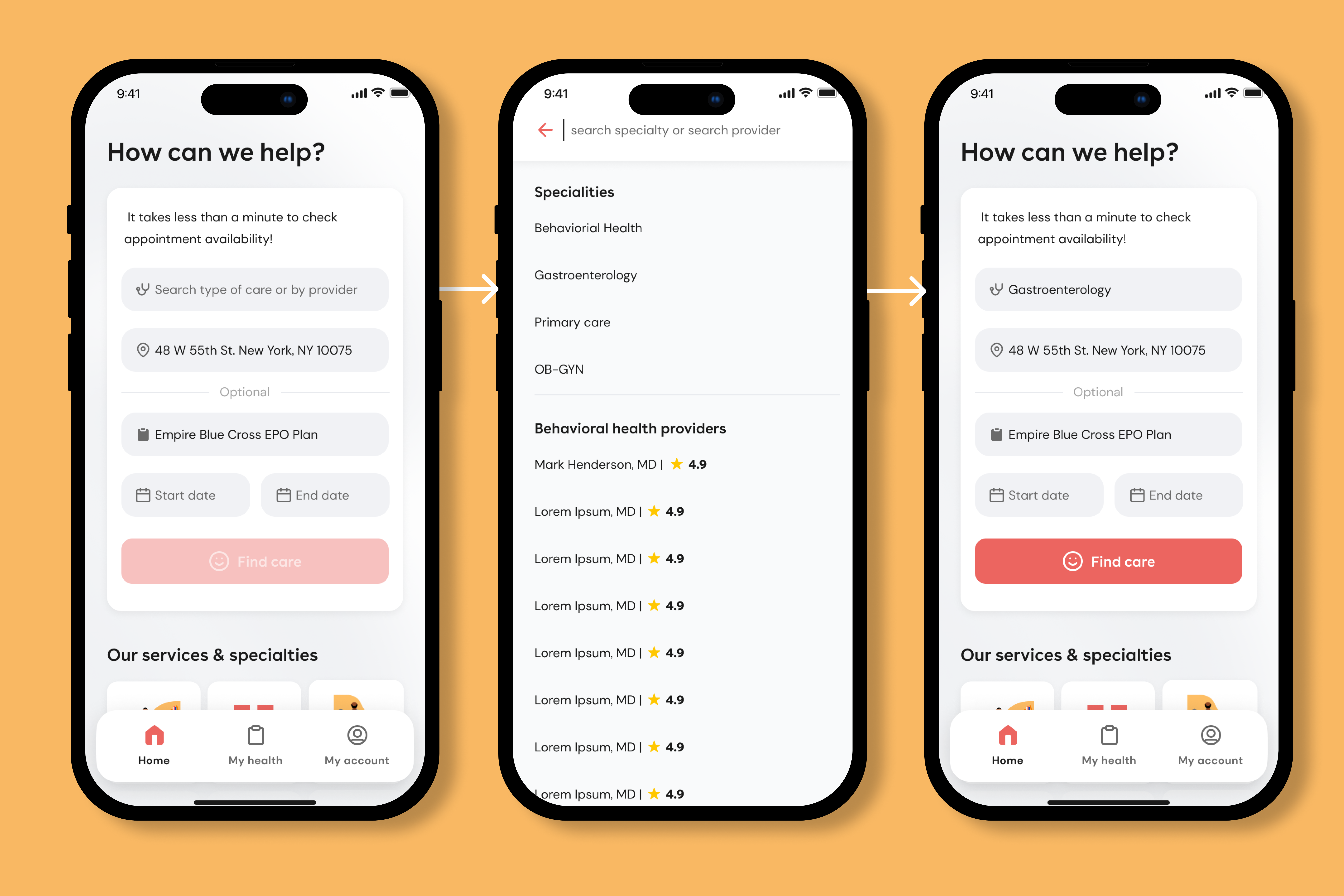 Specialty search flow